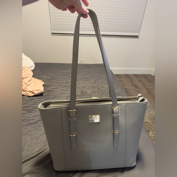grey faux leather laptop purse/bag - Picture 6 of 15